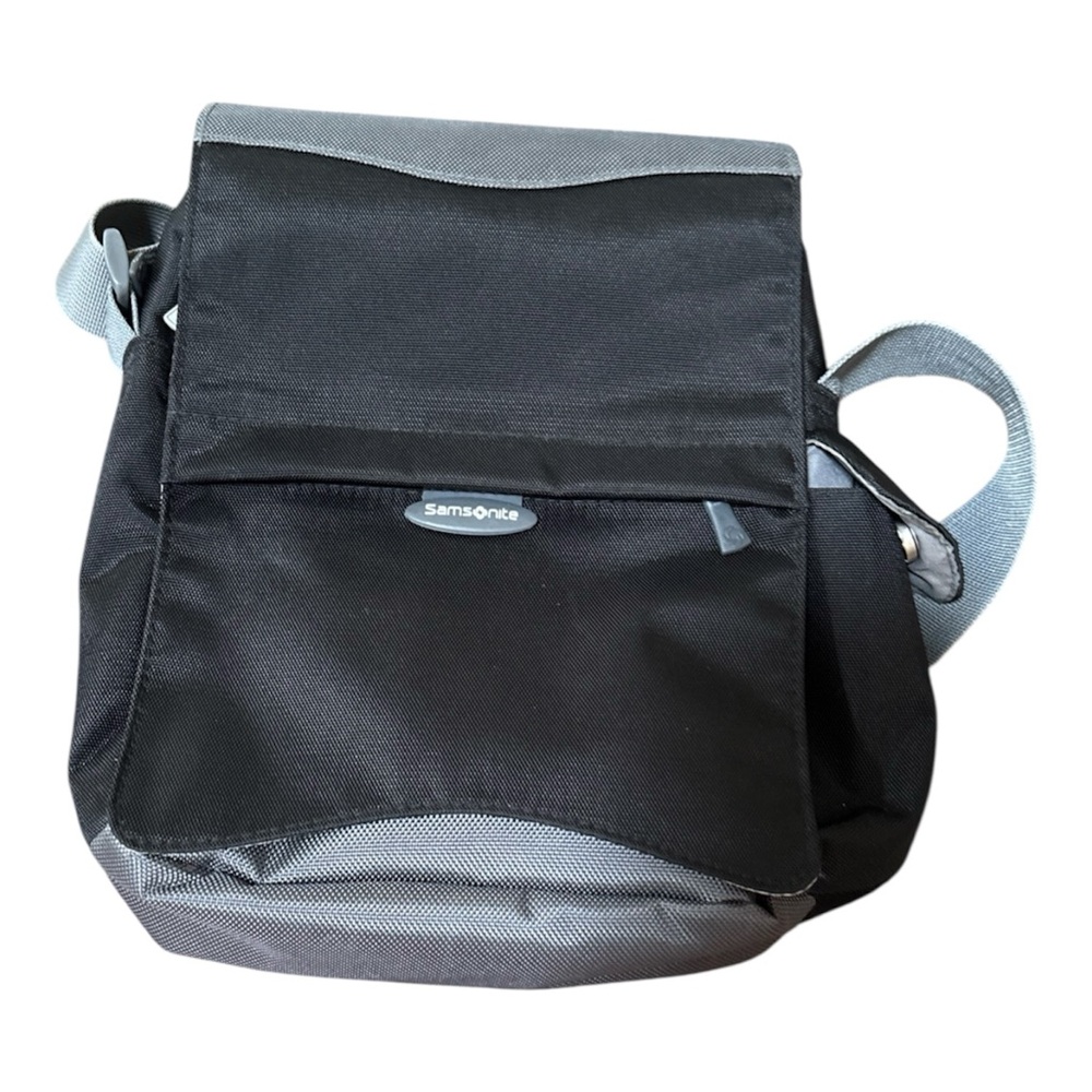 Samsonite Black Gray Crossbody Bag Purse Nylon Adjustable Strap Pockets